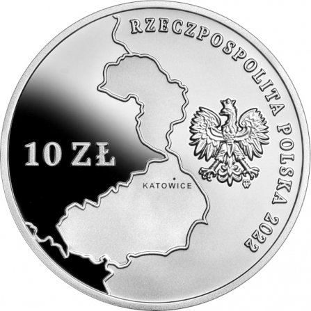 Awers monety10 zł 100. rocznica powrotu części Górnego Śląska do Polski