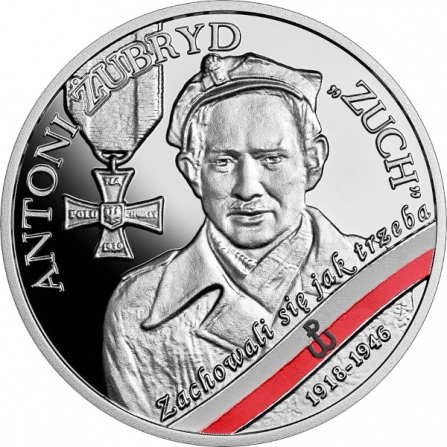 Rewers monety 10 zł Antoni Żubryd „Zuch”