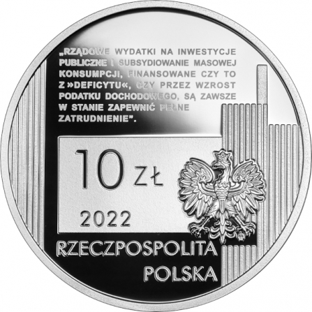 Awers monety10 zł Michał Kalecki