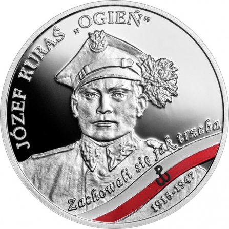 Rewers monety 10 zł Józef Kuraś „Ogień”