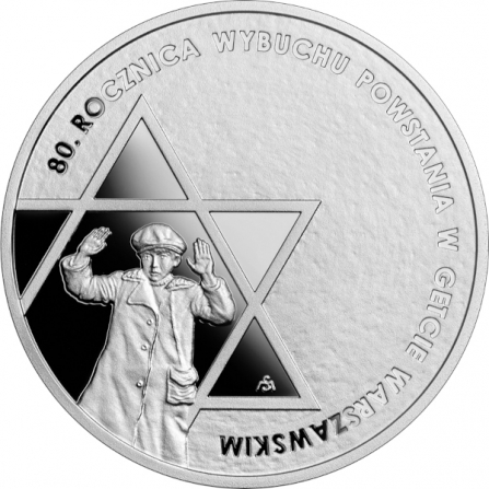 Rewers monety 10 zł 80. rocznica wybuchu powstania w getcie warszawskim