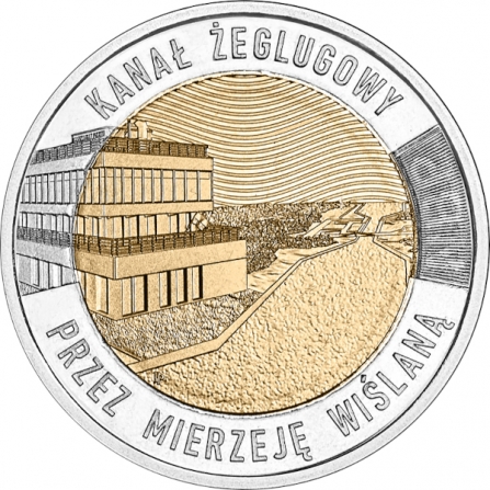 Rewers monety 5 zł Kanał Żeglugowy przez Mierzeję Wiślaną