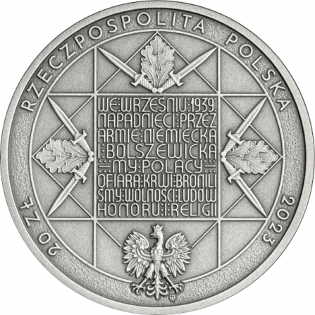 Awers monety20 zł Sowiecka agresja na Polskę – 17 IX 1939 r.