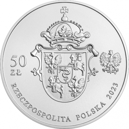 Awers monety50 zł 500. rocznica urodzin Anny Jagiellonki