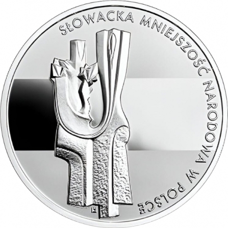 Rewers monety 10 zł Słowacka mniejszość narodowa w Polsce