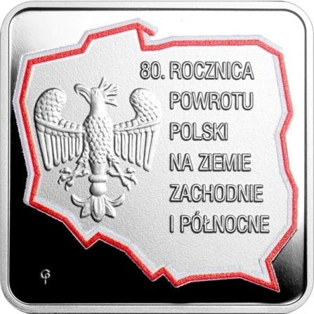 Rewers monety 10 zł 80. rocznica powrotu Polski na Ziemie Zachodnie i Północne