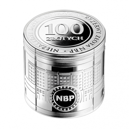 Rewers monety 100 zł Rezerwy złota NBP