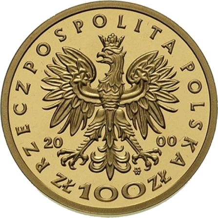 Awers monety100 zł Jadwiga (1384-1399)