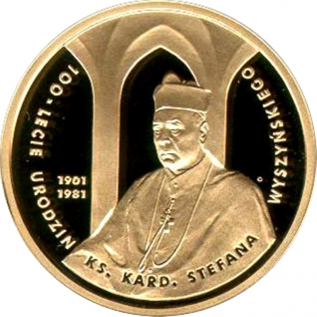 Rewers monety 200 zł 100. rocznica urodzin Ks. Kard. Stefana Wyszyńskiego
